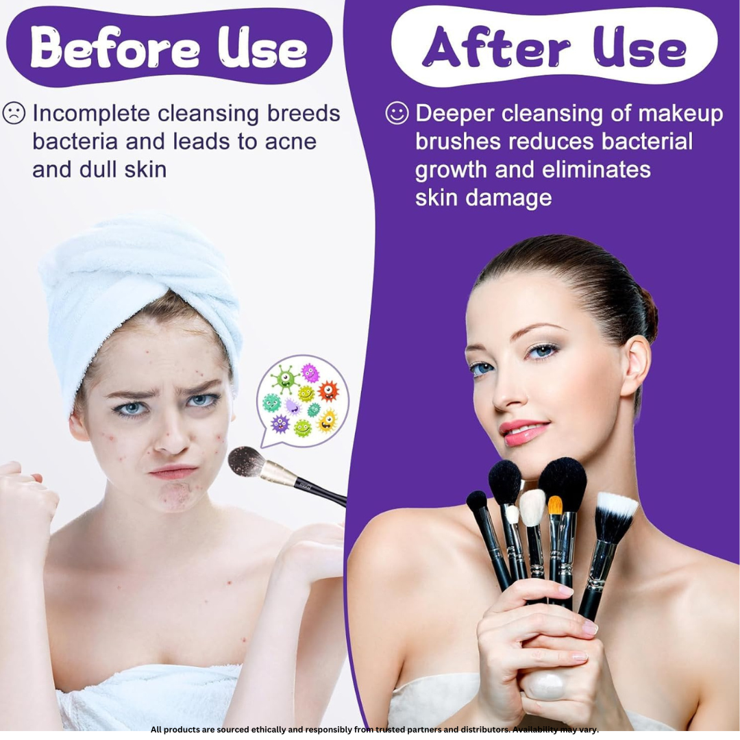 Makeup Brush Cleaner | Portable Silicone Cleaning Pad & Drying Bowl