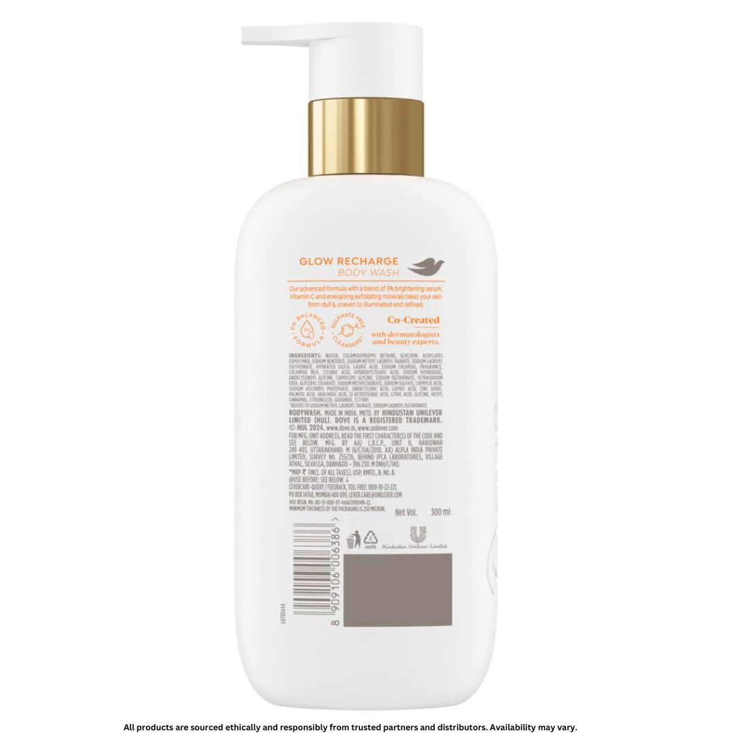 Exfoliating Brightening Body Wash with Vitamin C & 3% Serum | Sulfate-Free, Plant-Based