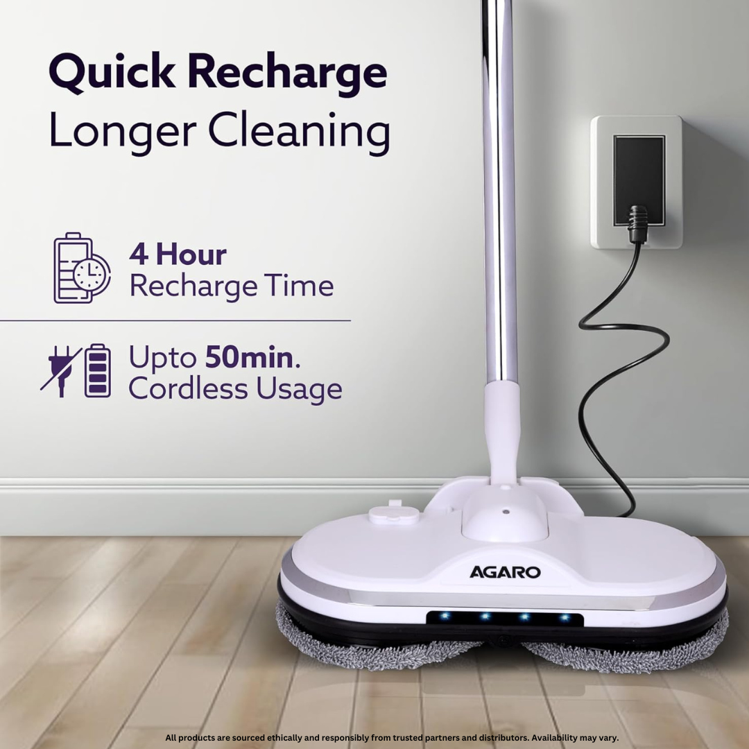 Electric Spin Mop with Spray & Swivel Handle – Ideal for Tile, Wood, Marble Floors