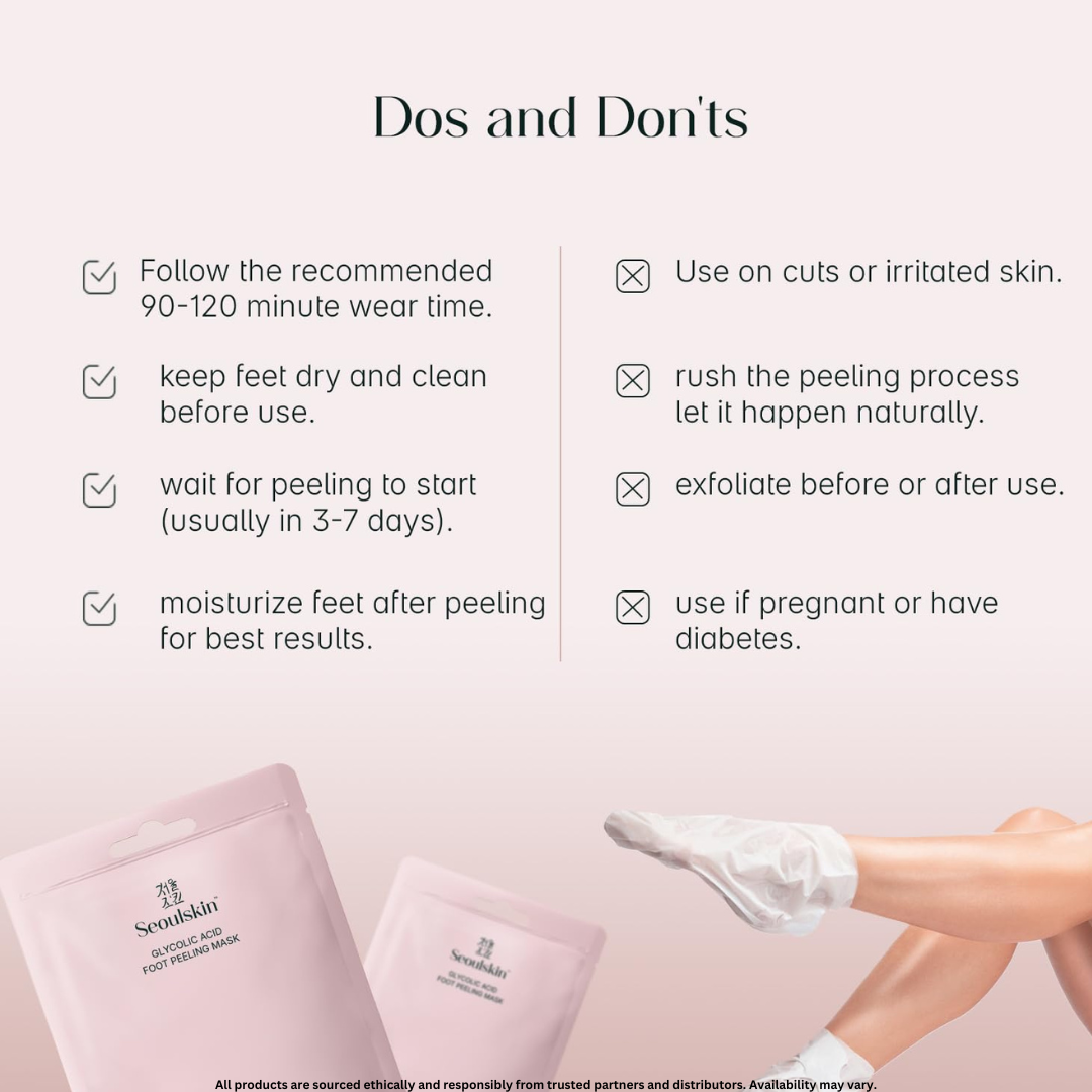 Exfoliating Foot Mask with Glycolic Acid | Peeling Socks for Soft Feet | Vegan & Cruelty-Free