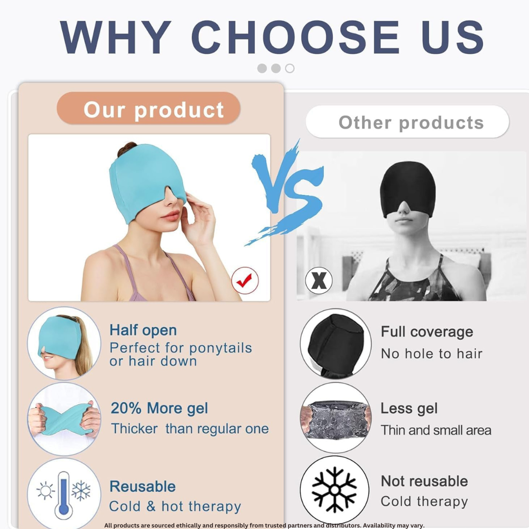Migraine Ice Head Wrap – Stretchable Gel Hat for Migraine & Headache Relief | 360° Cold Therapy Cap