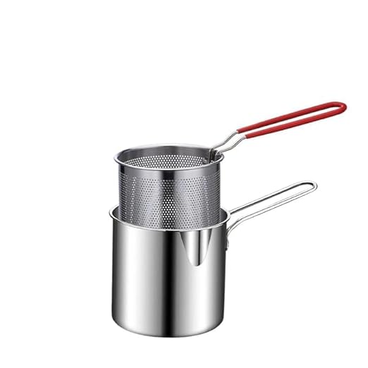Efficient Tempura Deep Fryer with Oil Filtration & Detachable Handle