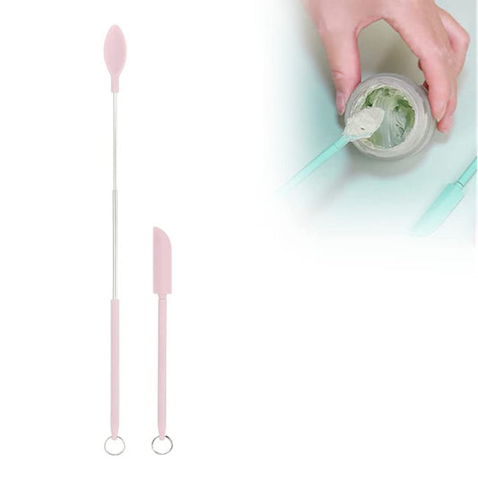 Upgraded Mini Silicone Retractable Spatula & Spoon Set – Perfect for Kitchen & Beauty Use