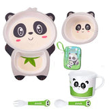 Ortolty Eco-Friendly Bamboo Fibre Kids Dinner Set – Cartoon Print, Non-Toxic & Reusable Tableware