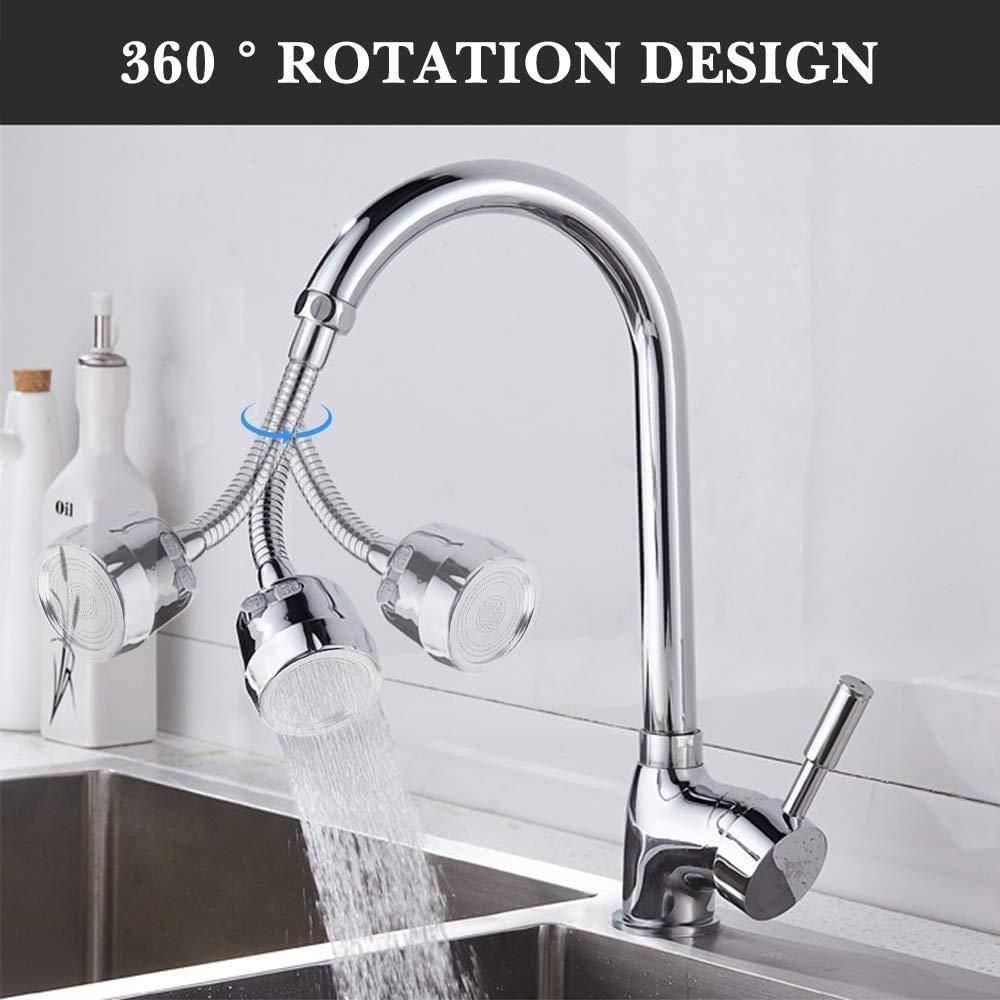 360 Degree Flexible Stainless Steel Rotating Faucet with 2 Modes Water Saving - Silver