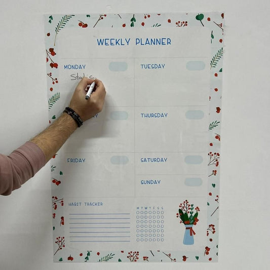 Weekly Planner Organizer Sheet – Reusable & Minimalist Design | White | Adult Stationer