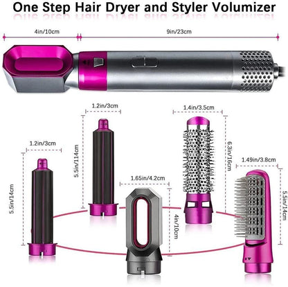 5-in-1 Multifunctional Hair Dryer Styling Tool with Detachable Multi-Head - Hot Air Comb and Negative Ion Curler