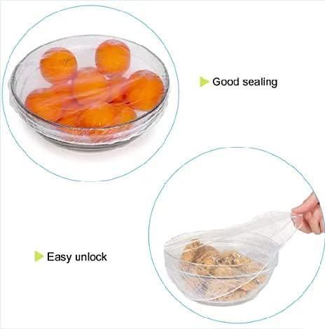 Reusable Elastic Food Storage Covers (Pack of 100) | 20-Inch Plastic Bags for Bowls & Plates