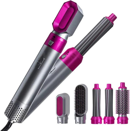 5-in-1 Multifunctional Hair Dryer Styling Tool with Detachable Multi-Head - Hot Air Comb and Negative Ion Curler