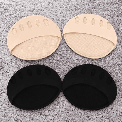 Invisible Ruffle Wave Toe Pad Inserts - Pack of 2 Pairs (Black/Beige)