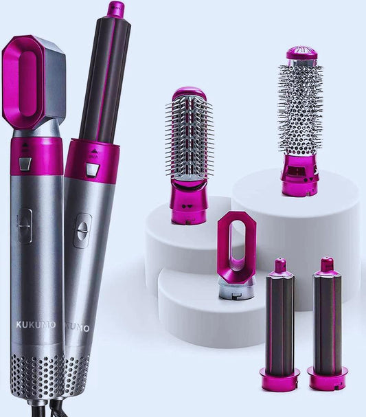 5-in-1 Multifunctional Hair Dryer Styling Tool with Detachable Multi-Head - Hot Air Comb and Negative Ion Curler