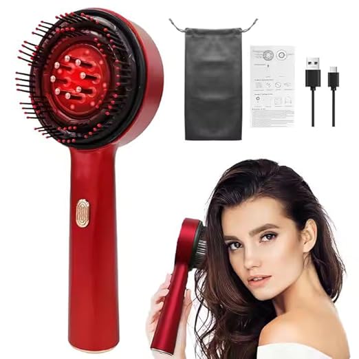 3-in-1 Electric Scalp Massager – Hair Brush, Oil Applicator & Red Light Therapy