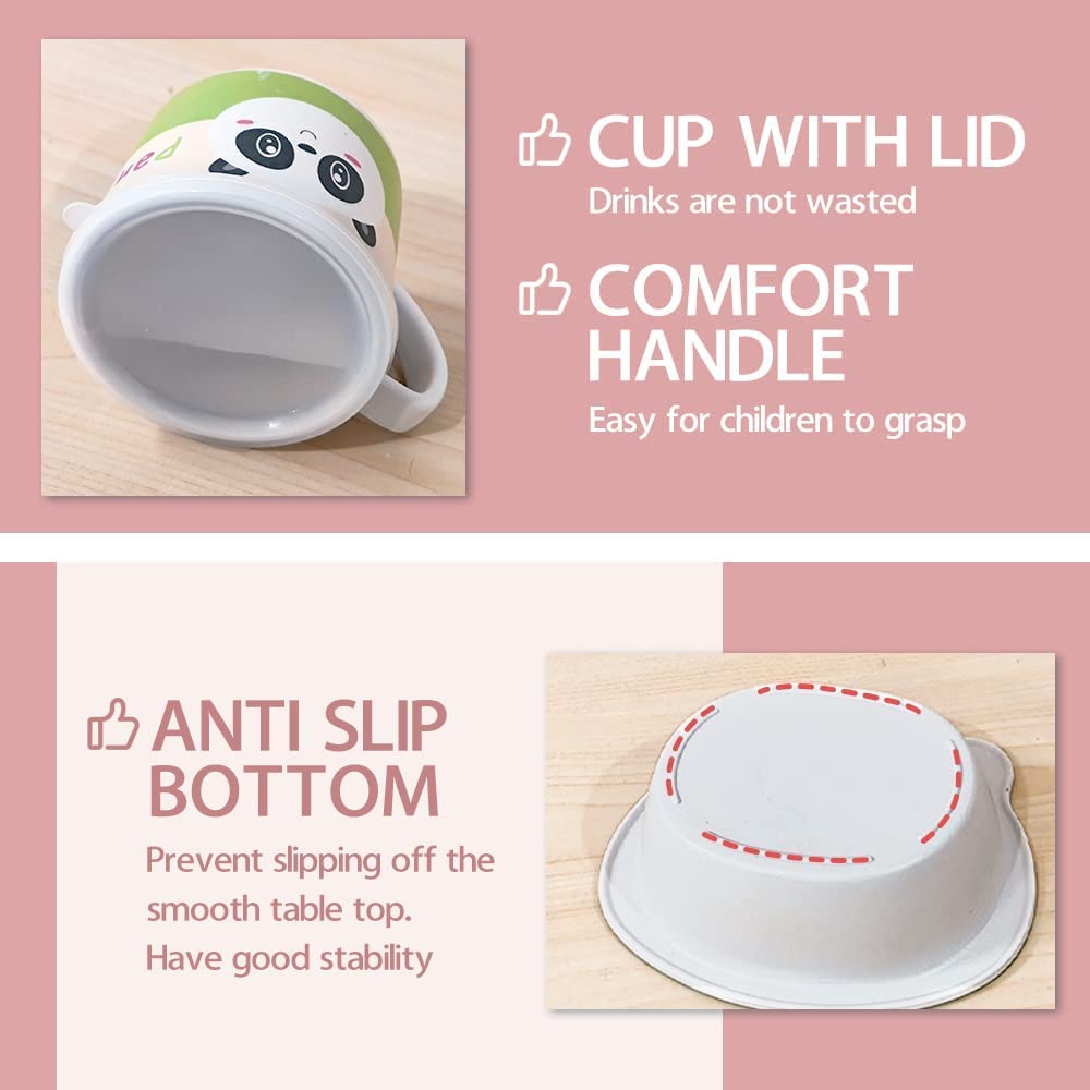 Ortolty Eco-Friendly Bamboo Fibre Kids Dinner Set – Cartoon Print, Non-Toxic & Reusable Tableware