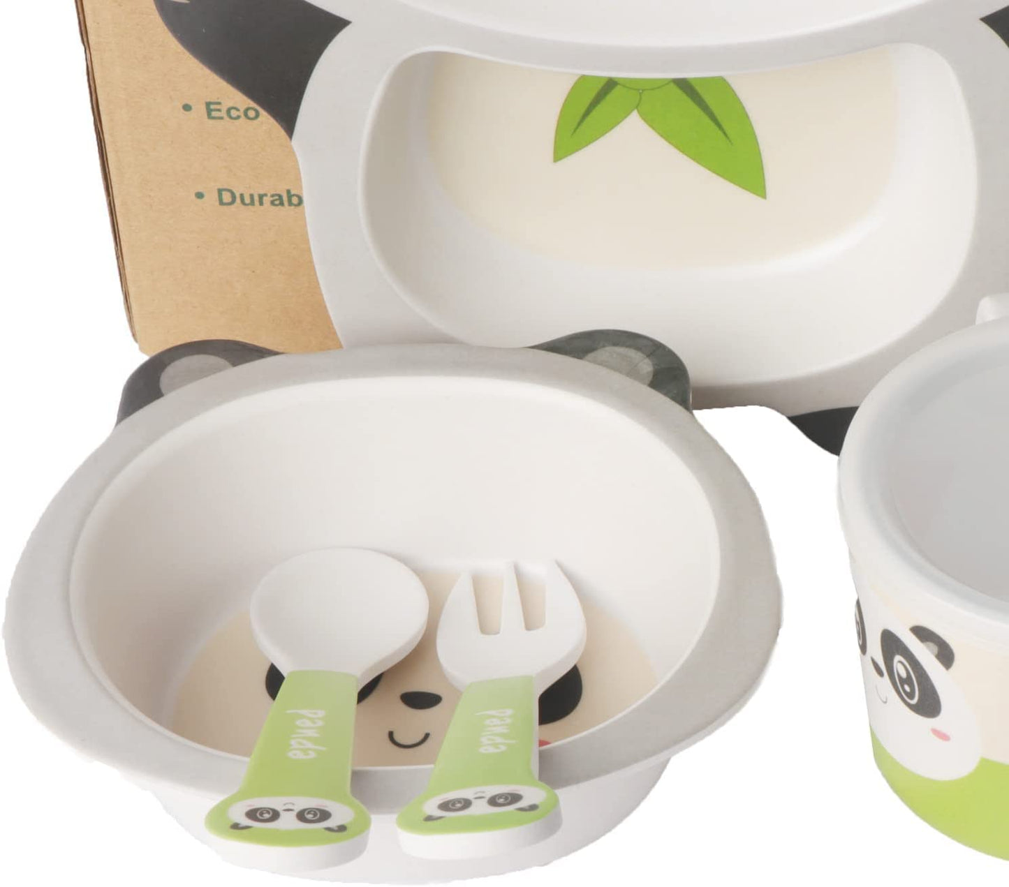 Ortolty Eco-Friendly Bamboo Fibre Kids Dinner Set – Cartoon Print, Non-Toxic & Reusable Tableware