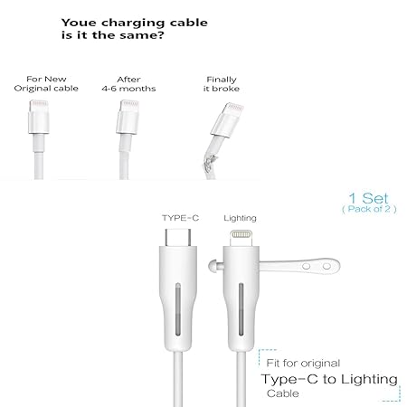 Cable Protector for Charger Wires and USB Cables - Spiral Design for iPhone & Type C Chargers
