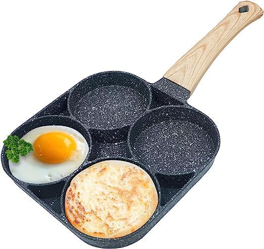 Non-Stick Maifan Stone Egg Frying Pan – Cook 4 Eggs Simultaneously