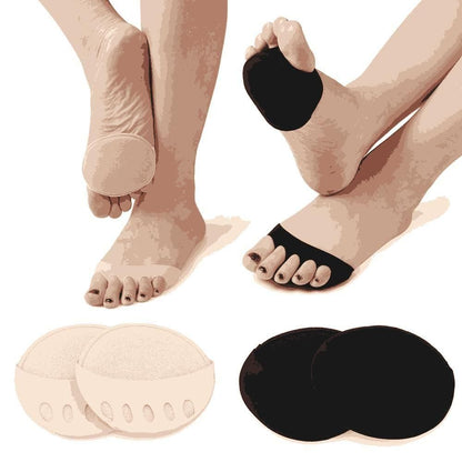 Invisible Ruffle Wave Toe Pad Inserts - Pack of 2 Pairs (Black/Beige)