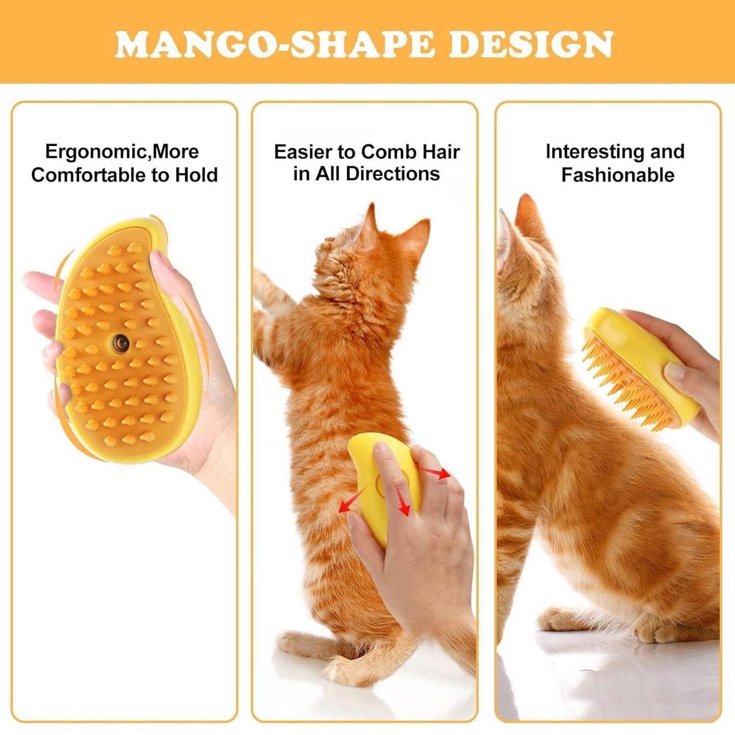 3-in-1 Steamy Pet Cat Brush - Cleanser, Vapor, and Steaming Pet Hair Brush