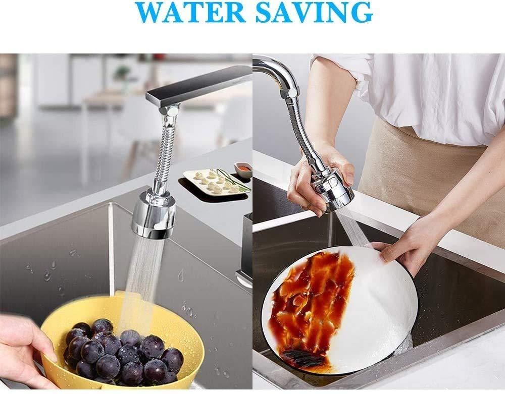 360 Degree Flexible Stainless Steel Rotating Faucet with 2 Modes Water Saving - Silver