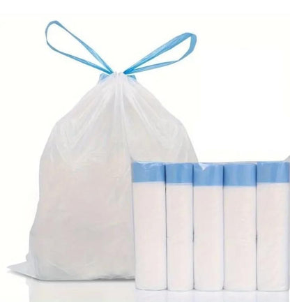 White Unscented Garbage Bags - Durable & Eco-Friendly | Pack of 5 Rolls