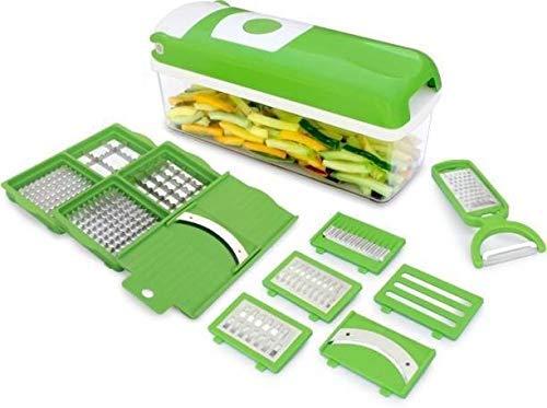 Multifunctional 12-in-1 Nicer Dicer Chopper + Vegetable Cutter and Drain Basket