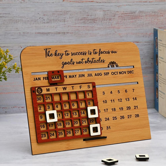 Lifetime Reusable Wooden Desk Calendar 2025 – Motivational Quote | Stylish Gift | Made in India