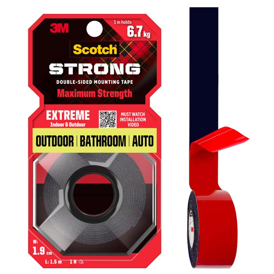 Heavy-Duty Double-Sided Mounting Tape | 1.9cm x 1.5m | Holds up to 6.7kg/m