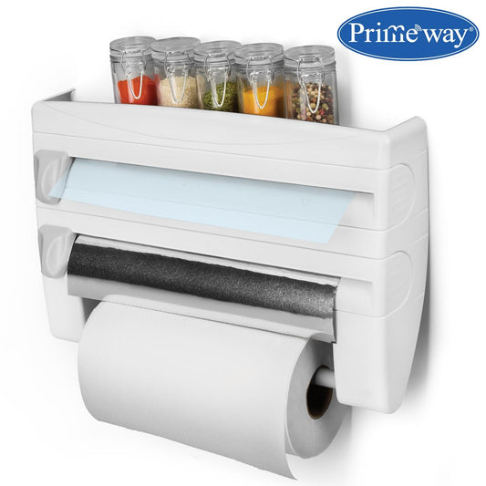 4-in-1 Kitchen Roll Holder – Paper Towel, Foil & Cling Film Dispenser