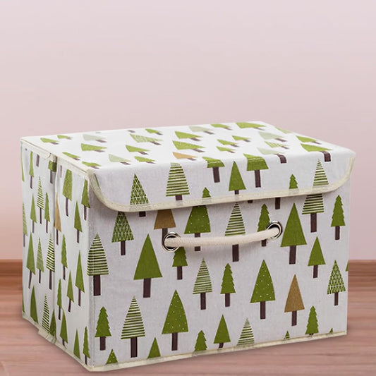 Foldable Linen Storage Box with Lid & Handle – Dustproof, Portable, Space-Saving Organizer