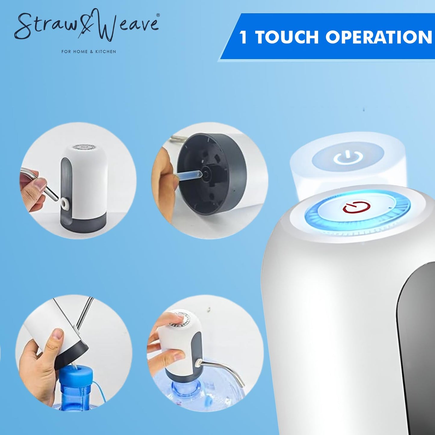 Electric Water Dispenser Pump for 20 Litre Bottle | USB Rechargeable | Fast Dispensing | 1-Year Warranty