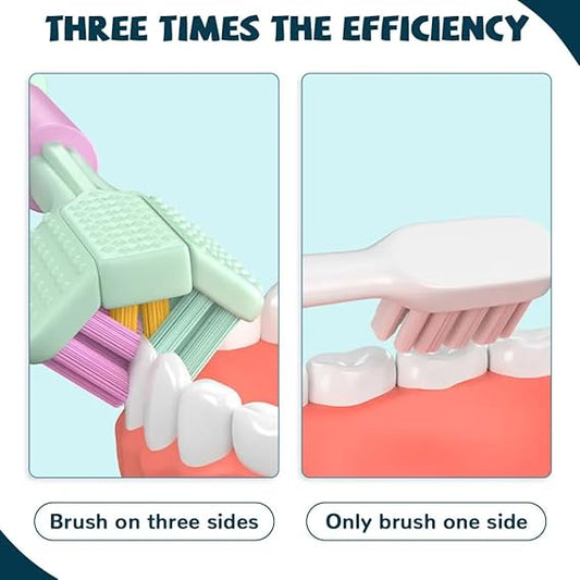 Three-Sided Ultra-Soft Toothbrush for Kids & Adults – Gentle & Efficient