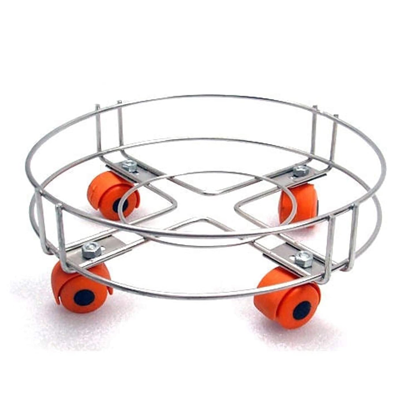 Stainless Steel LPG Gas Cylinder Trolley with Wheels | 30cm Round Base