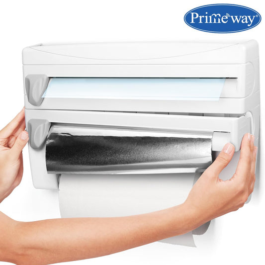 4-in-1 Kitchen Roll Holder – Paper Towel, Foil & Cling Film Dispenser