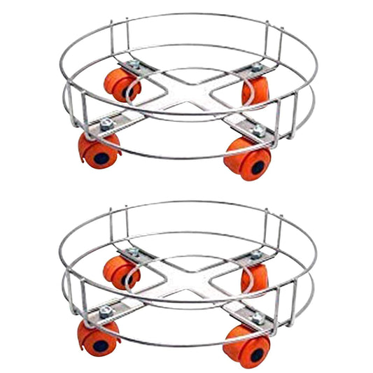 Stainless Steel LPG Gas Cylinder Trolley with Wheels | 30cm Round Base