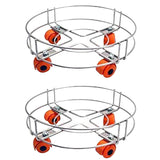 Stainless Steel LPG Gas Cylinder Trolley with Wheels | 30cm Round Base