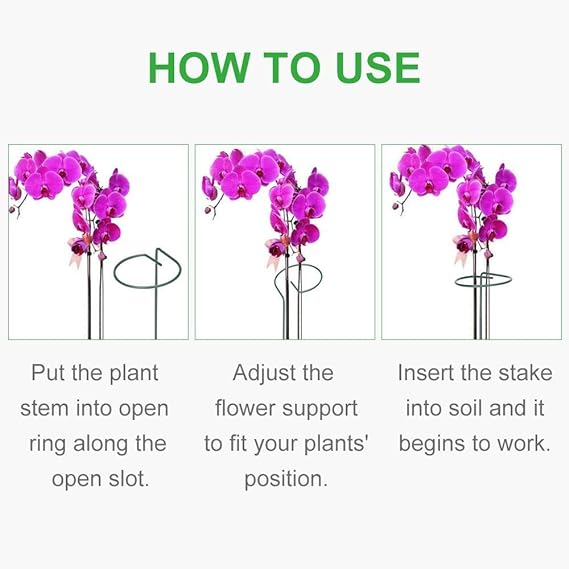 16-inch Metal Plant Stakes | Single Stem Flower Support | Pack of 3 Garden Trellises