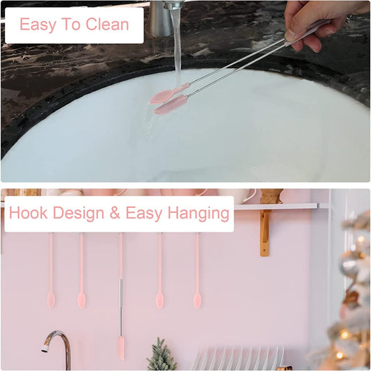 Upgraded Mini Silicone Retractable Spatula & Spoon Set – Perfect for Kitchen & Beauty Use