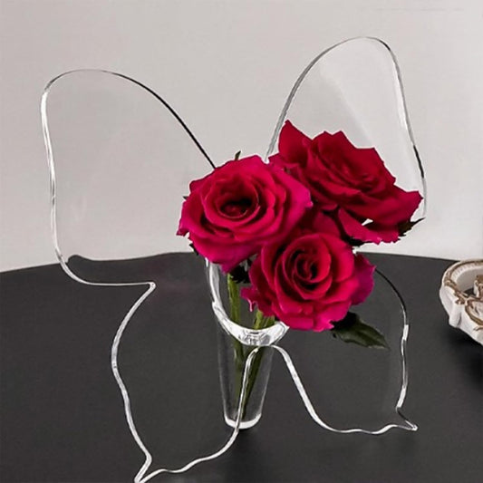 Clear Butterfly Flower Vase | Aesthetic Polycarbonate Vase for Home & Event Decor