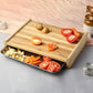 Teak Wood Chopping Board with Stainless Steel Tray – Durable, Eco-Friendly & Hygienic