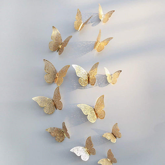 3D Metallic Butterfly Wall Stickers – Premium DIY Wall Décor | Multicolor Pack | Easy Peel & Stick
