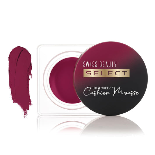 Swiss Beauty Lip & Cheek Cushion Mousse | 12-Hour Stay | Vitamin E | Cream-to-Powder Finish