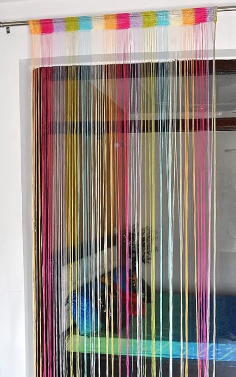 Modern Multicolor Sparkle String Curtains for Bedroom & Living Room – Light-Filtering & Durable