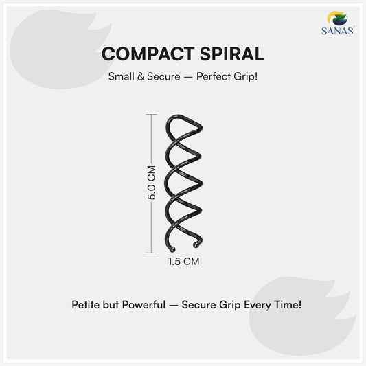 Spiral Hair Pins (Set of 10) | Durable Alloy Twist Hair Clips | Black Bun Maker