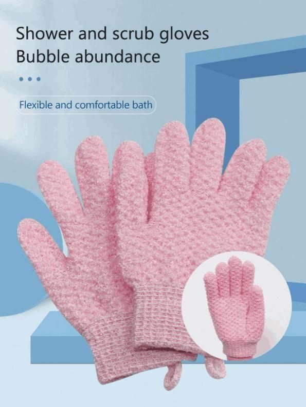 Five-Figure Bath Gloves for Exfoliating and Cleansing – Pack of 1 Pair, Free Size