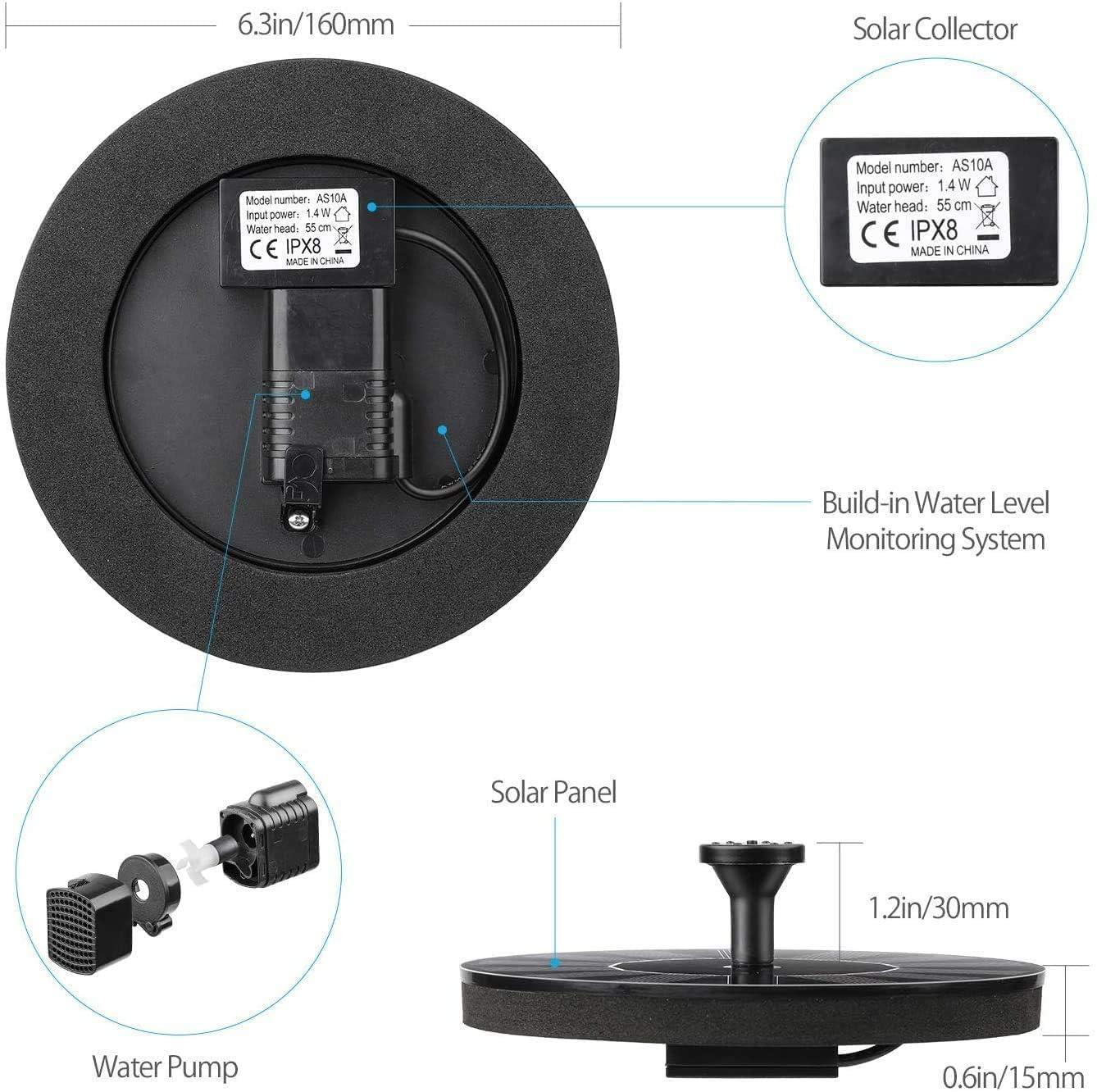 Solar Power Floating Water Pump for Pool, Pond, Garden & Patio Plants | 7V 1.4W Round Fountain