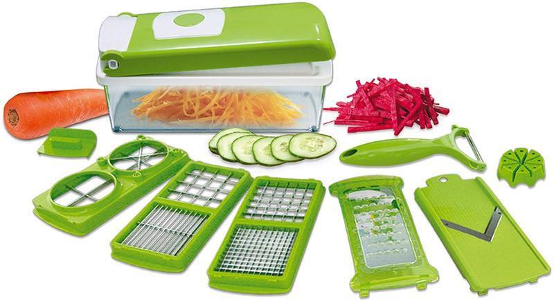 Multifunctional 12-in-1 Nicer Dicer Chopper + Vegetable Cutter and Drain Basket