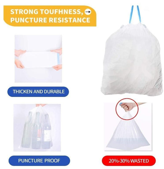 White Unscented Garbage Bags - Durable & Eco-Friendly | Pack of 5 Rolls