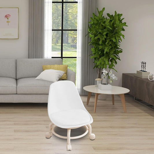 Low Rolling Stool with Backrest – 360° Swivel, Comfortable & Versatile