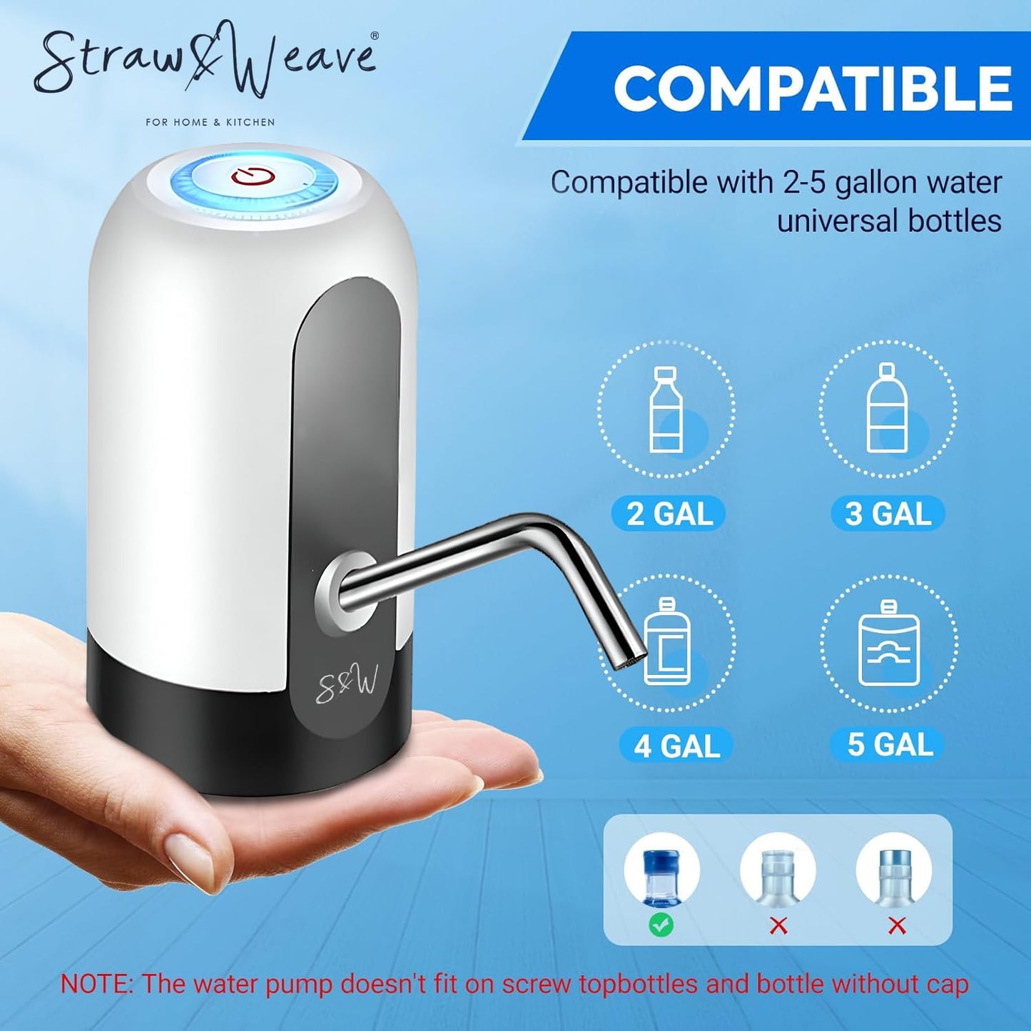 Electric Water Dispenser Pump for 20 Litre Bottle | USB Rechargeable | Fast Dispensing | 1-Year Warranty