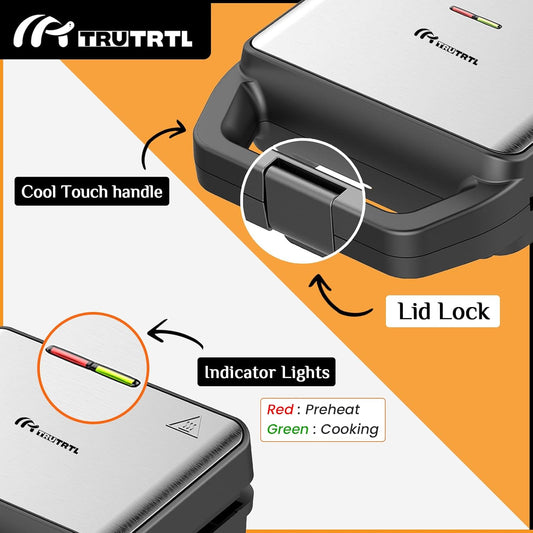 3-in-1 Sandwich Maker with Non-Stick Plates – Grill, Waffle & Toast